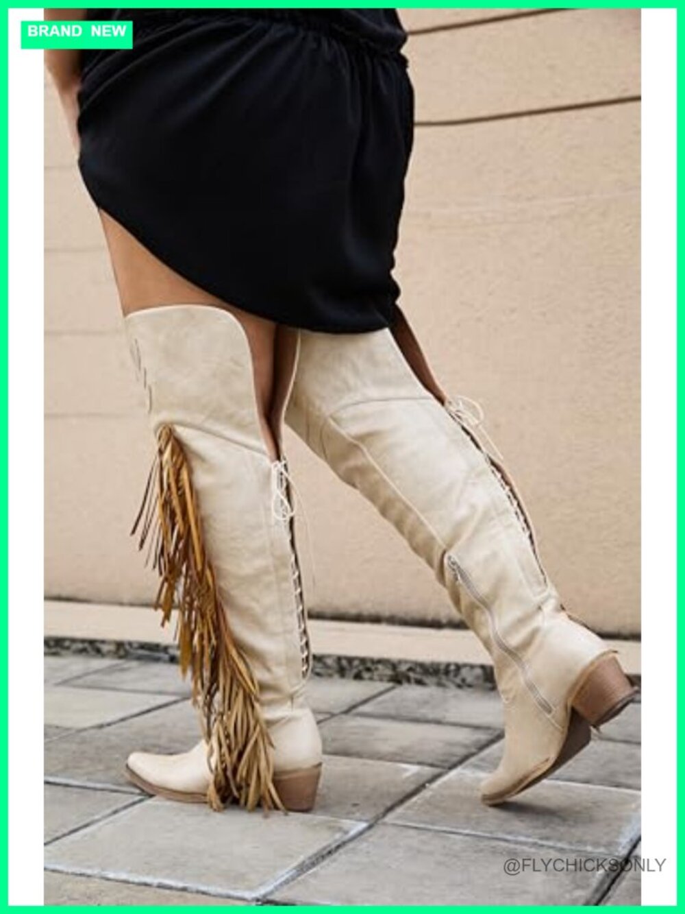 Over Knee Cowboy Boots with Fringe Adjustable Thigh High Cowgirl Boots - Picture 5 of 6